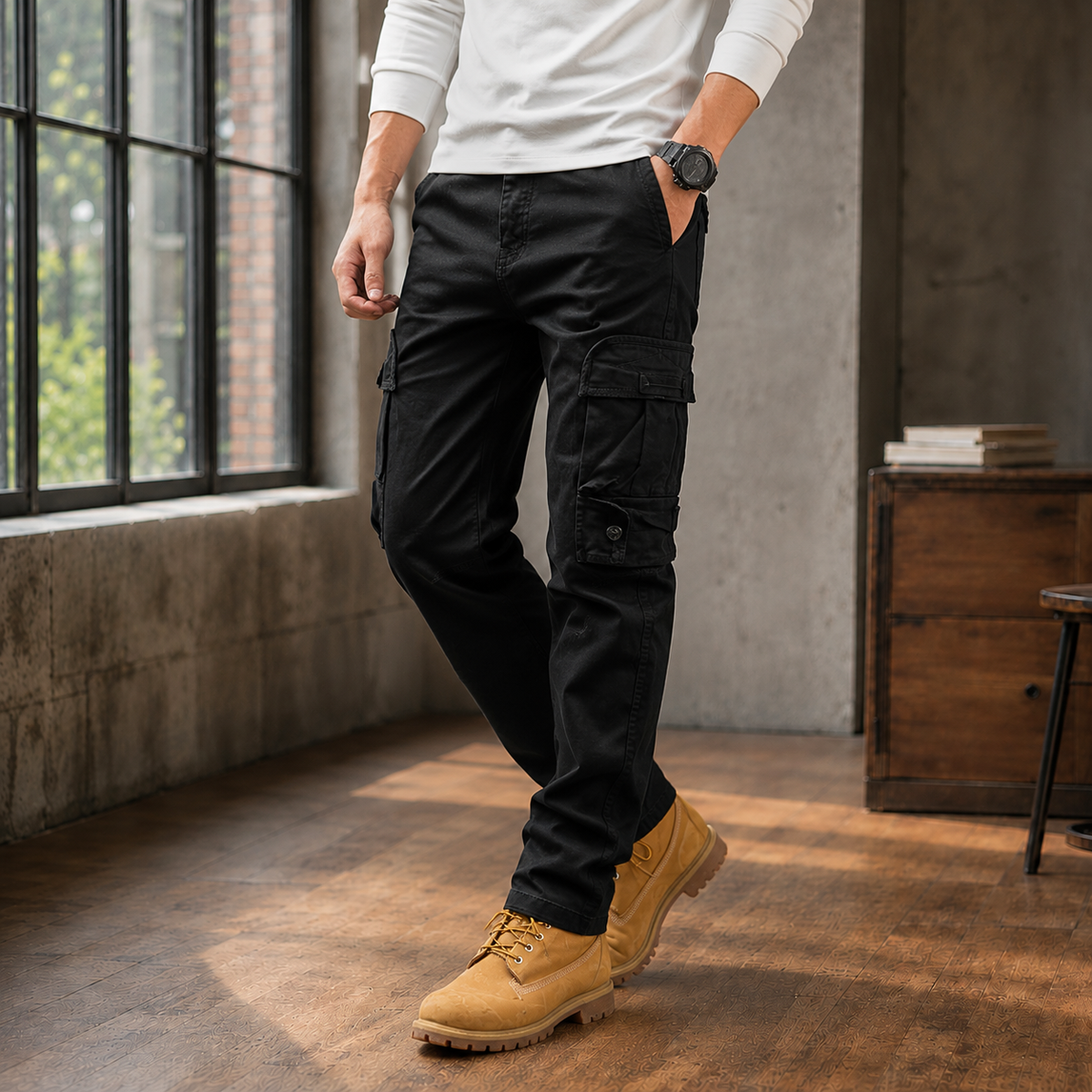 Cedric Relaxed Cargo Pants - Black