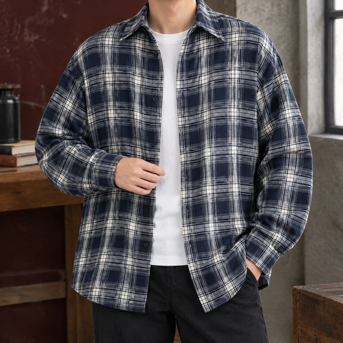 Armand-Jude Plaid Overshirt - Blue