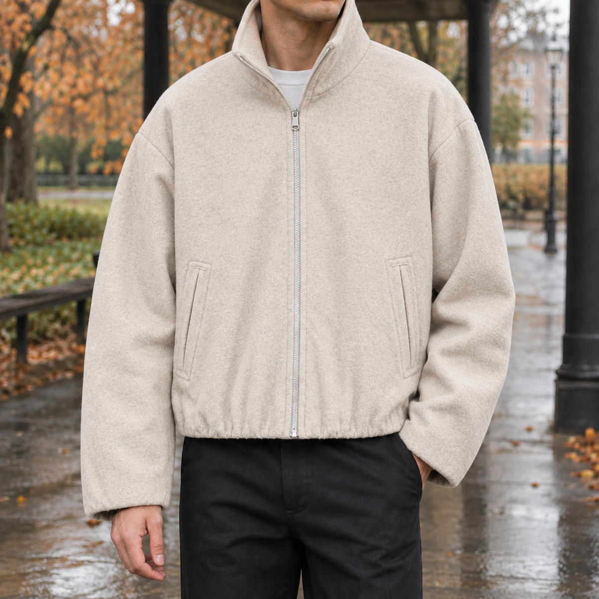 Silas Funnel Neck Jacket - Milky White