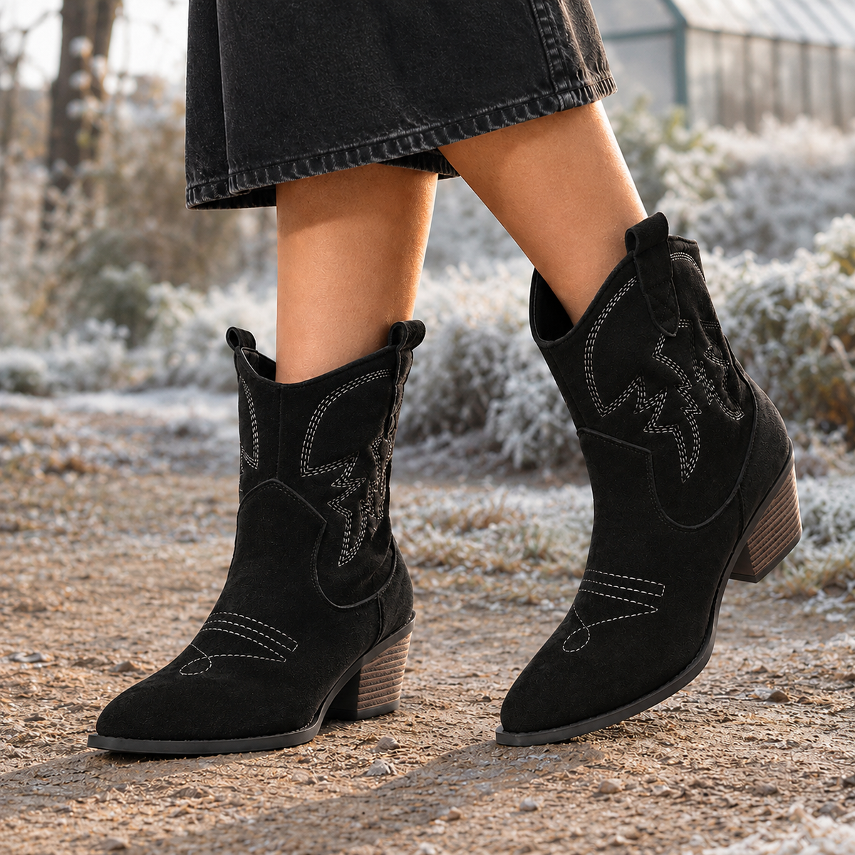 Caselli Suede Western Boots - Black