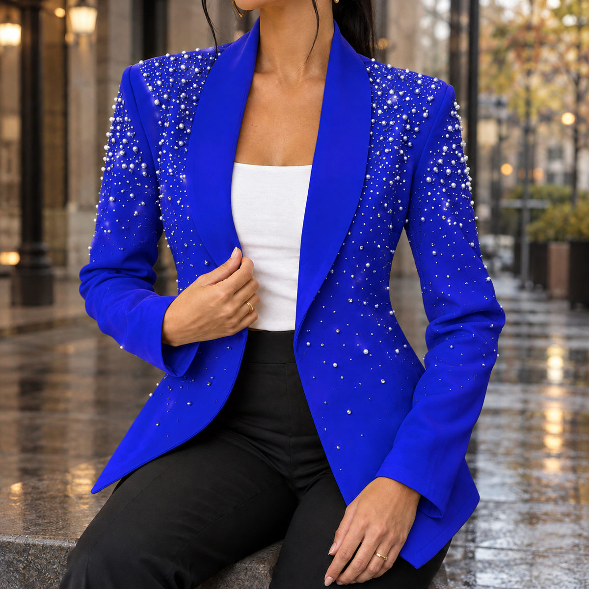Sofia-Jane Embellished Blazer - Blue