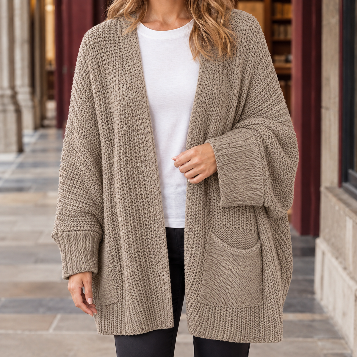 Letitia Open Knit Cardigan - Khaki