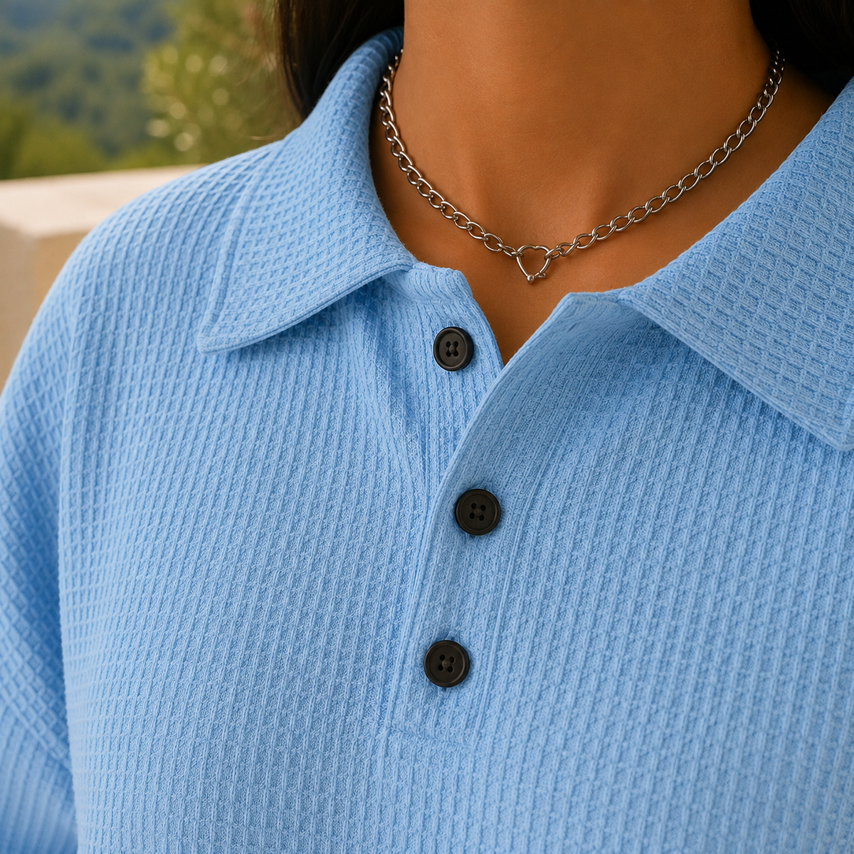 Saskia Waffle Polo - Lead Product Detail