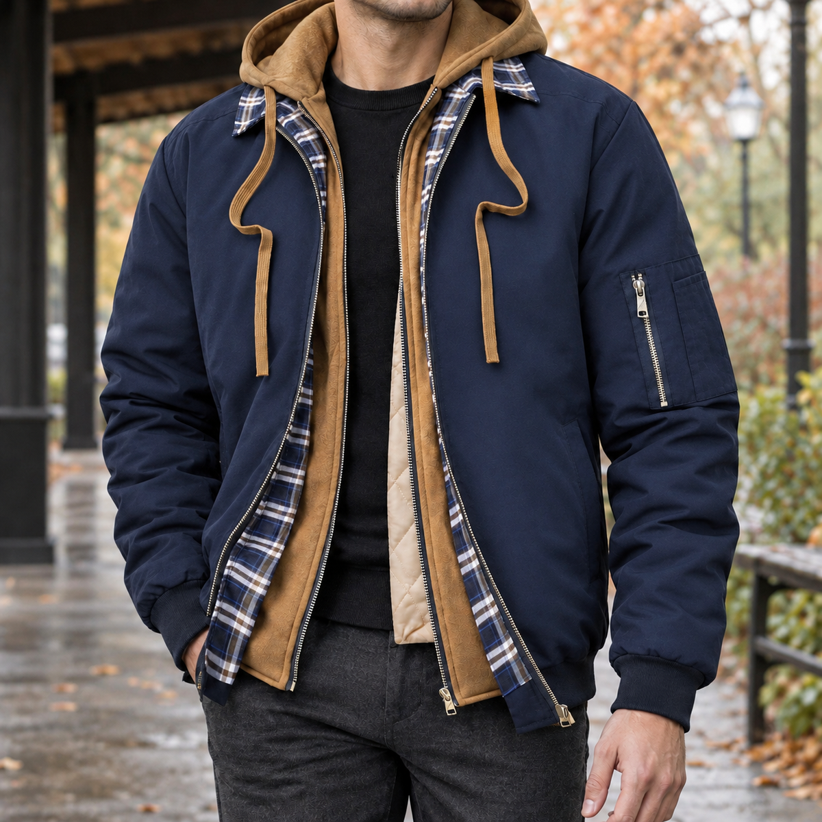 Fabian Layered Jacket - Navy Blue