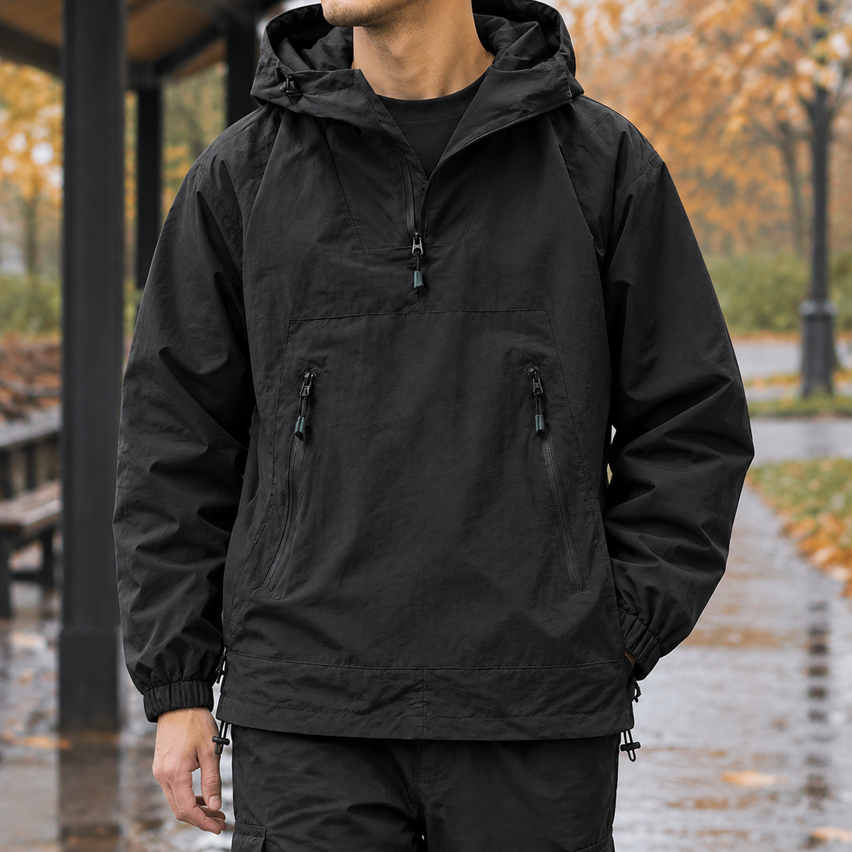 Eldric-Dean Half Zip Jacket - Black
