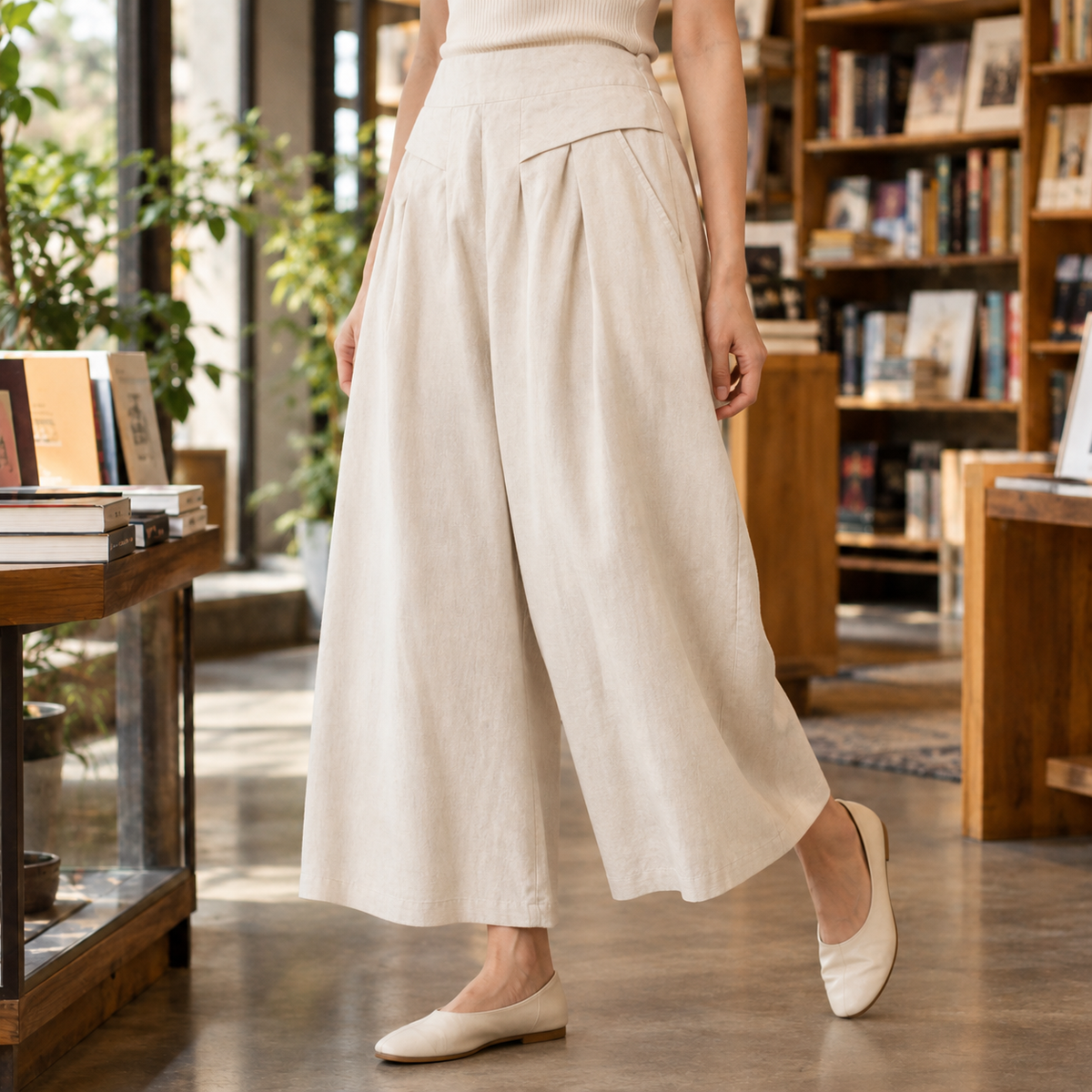 Rosemary Wide Leg Pants - Beige