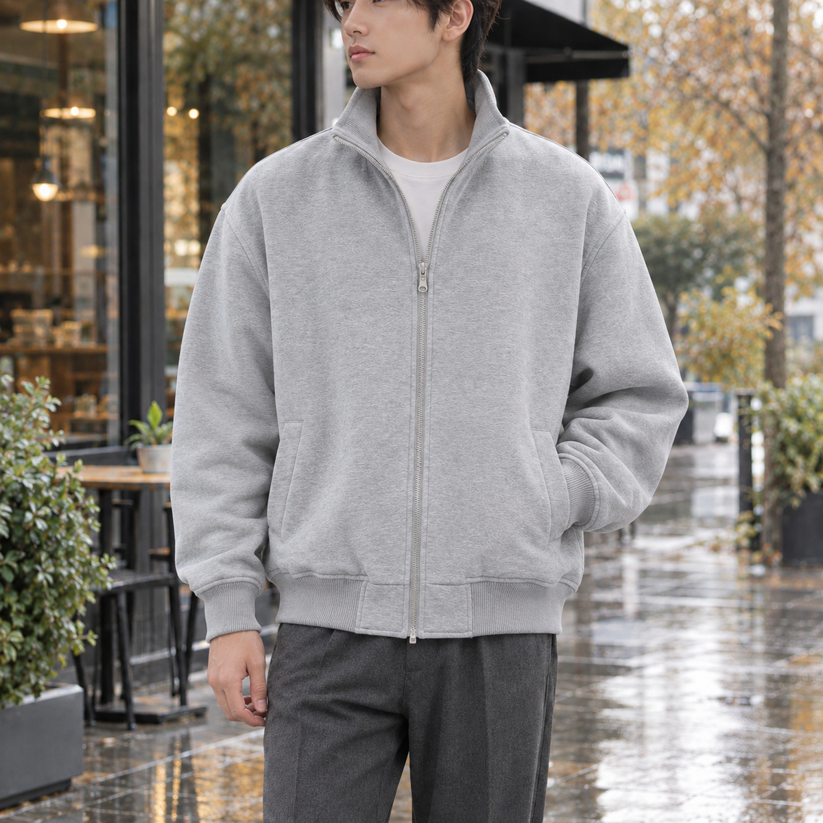 Amaury Stand Collar Jacket - Gray