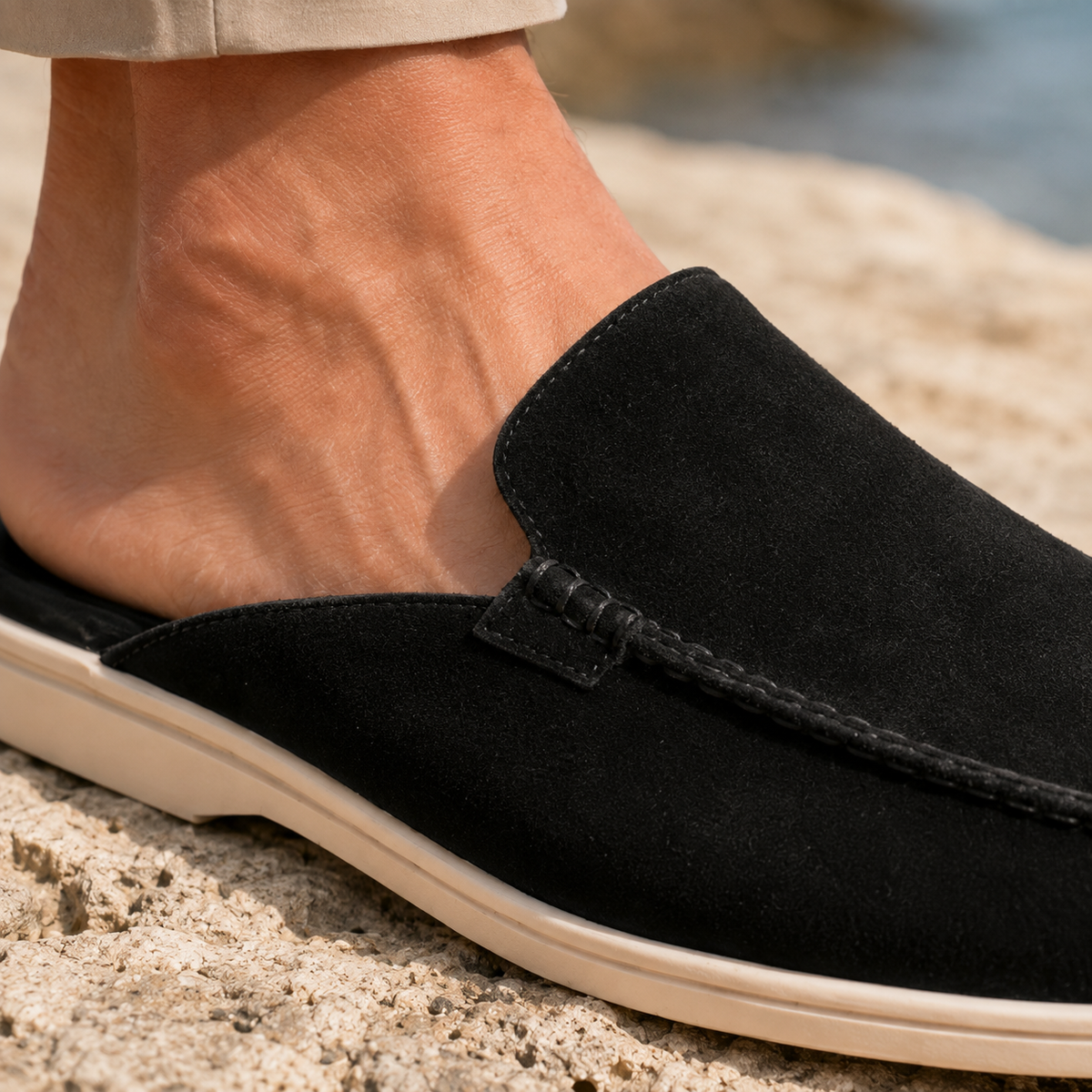 Como Suede Mule Loafers - Lead Product Detail