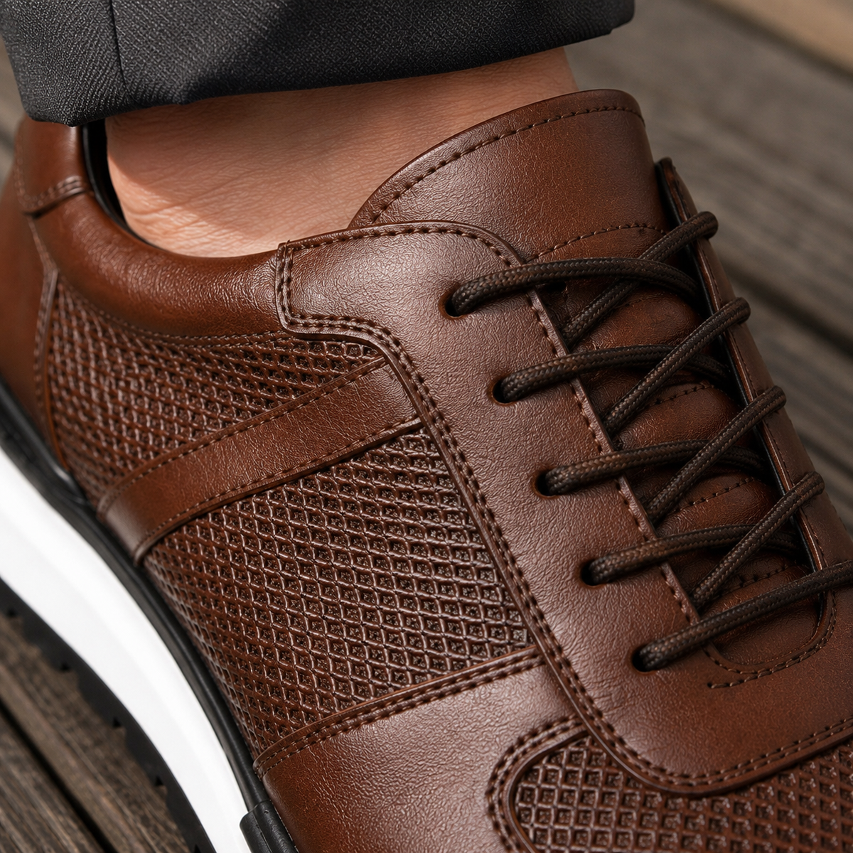 Lorenzo Leather Sneakers - Lead Product Detail