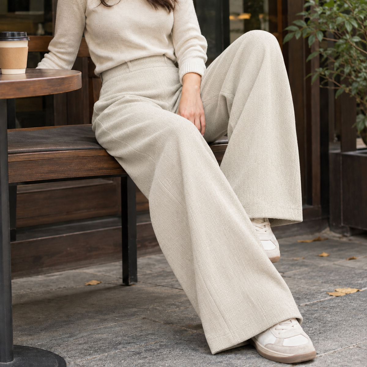 Mercedes Wide Leg Pants - Apricot