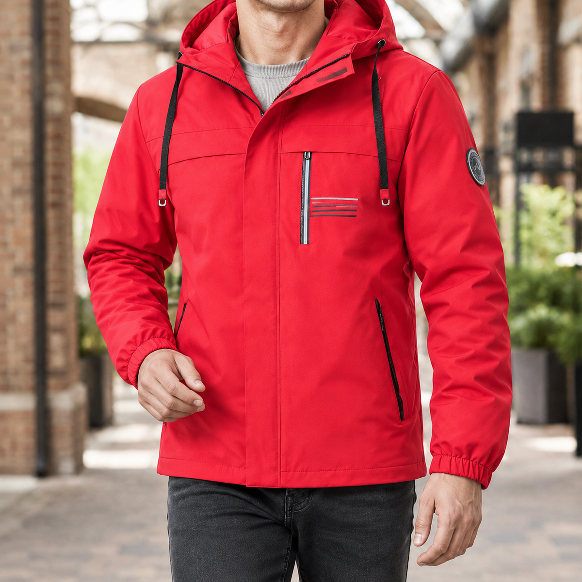 Desmond Hooded Jacket - Bright Red