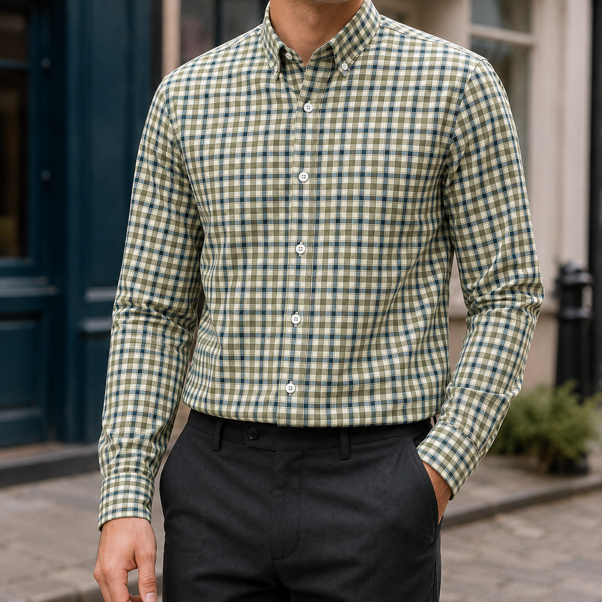 Roland Patterned Shirt - Olive Check