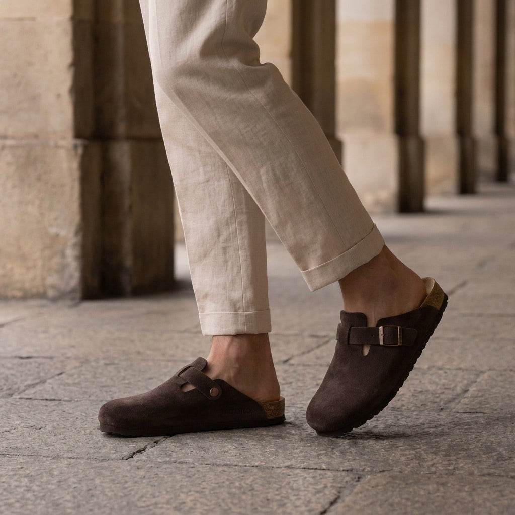 Dario Suede Buckle Mules - Brown