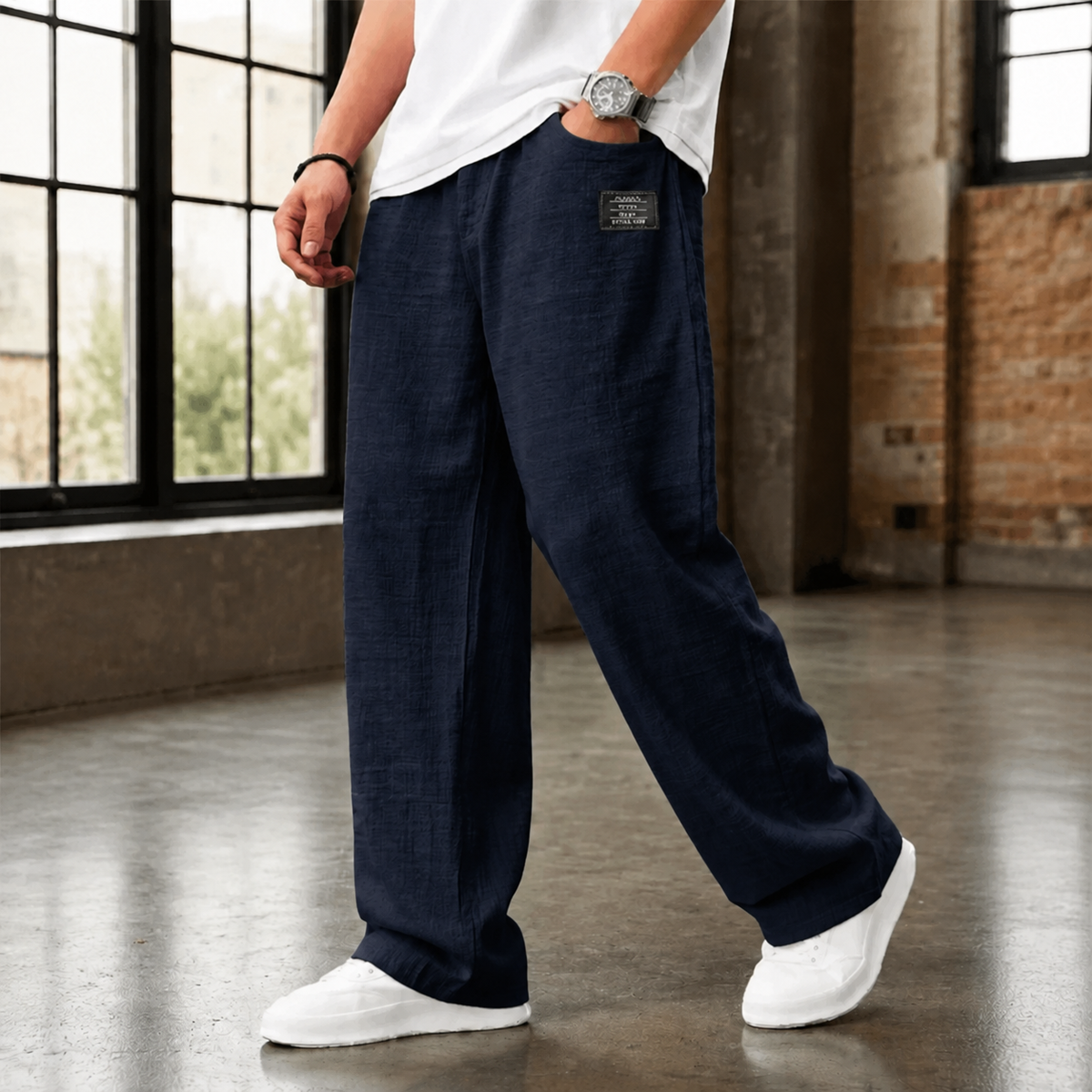 Dorian Relaxed Pants - Navy Blue