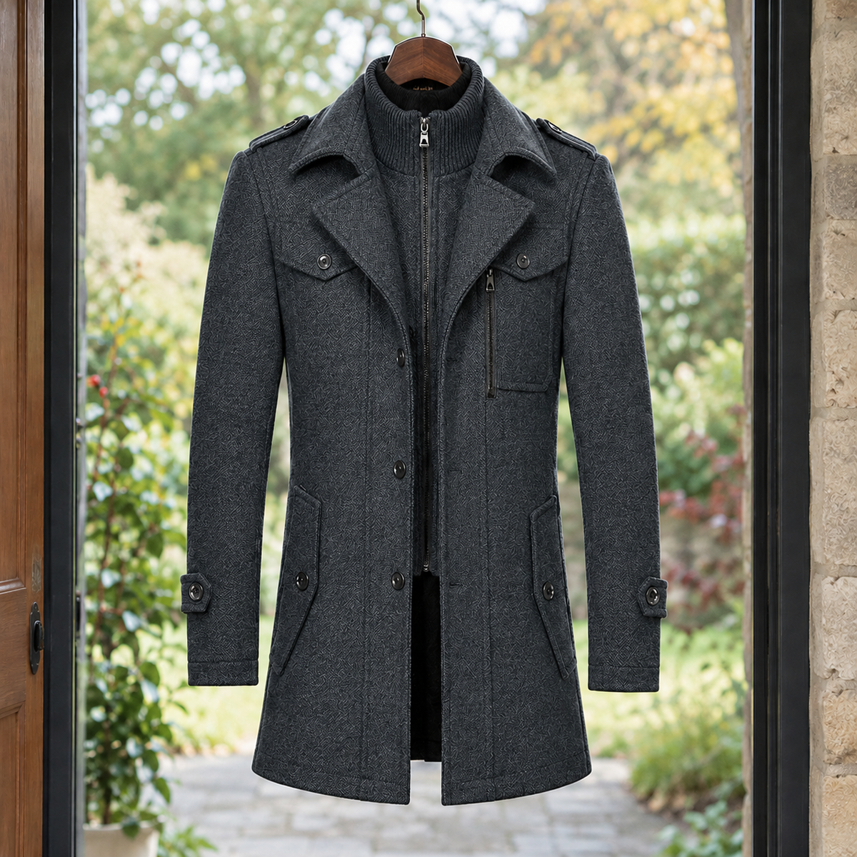 Nathan-Dean Double Collar Jacket - Gray