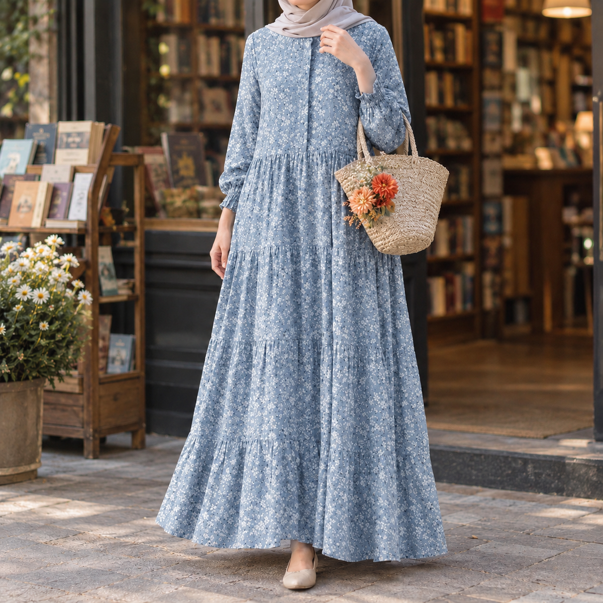 Alexia-Rose Tiered Maxi Dress - Light Blue