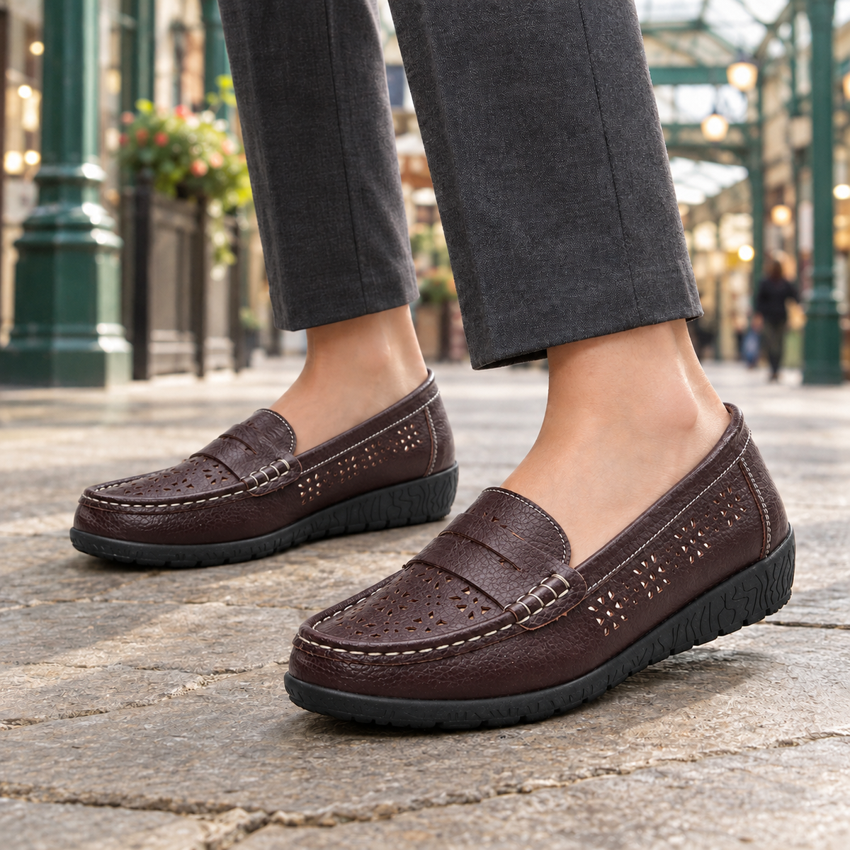 Balestri Perforated Loafers - Coffee