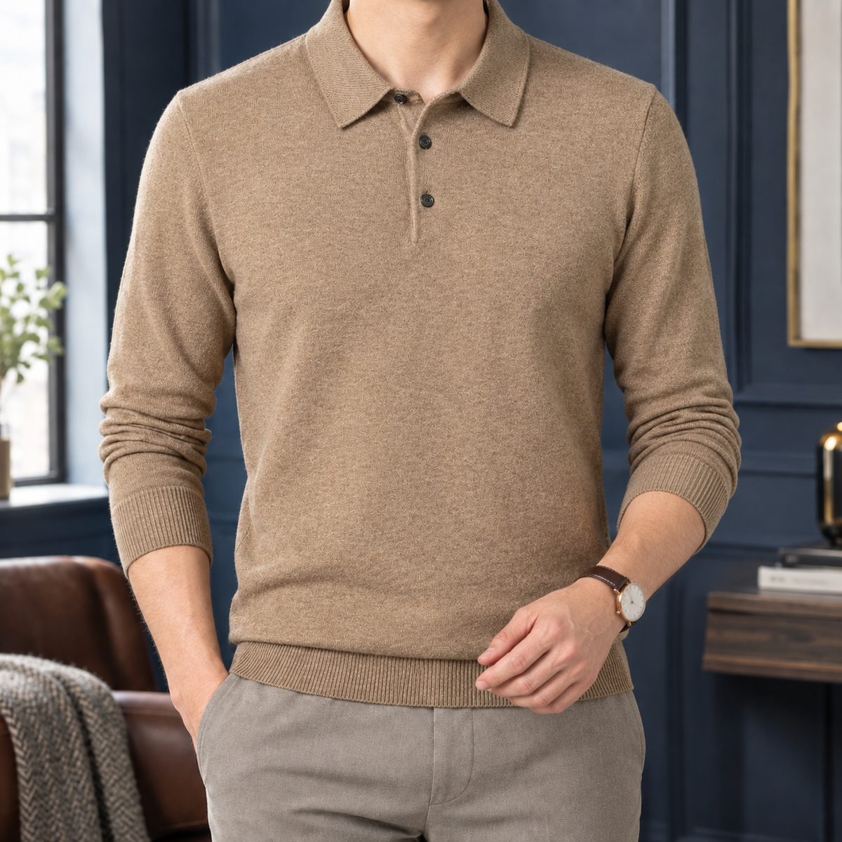 Barnaby Polo Sweater - Camel