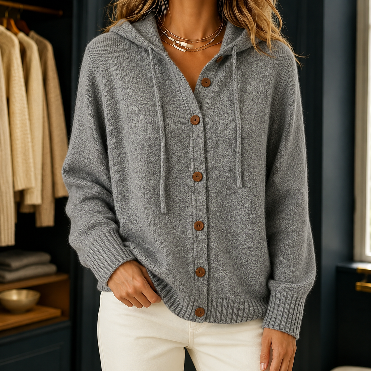 Desiree Hooded Cardigan - Gray