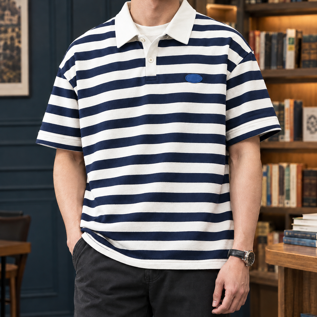 Hugo Striped Polo - Navy