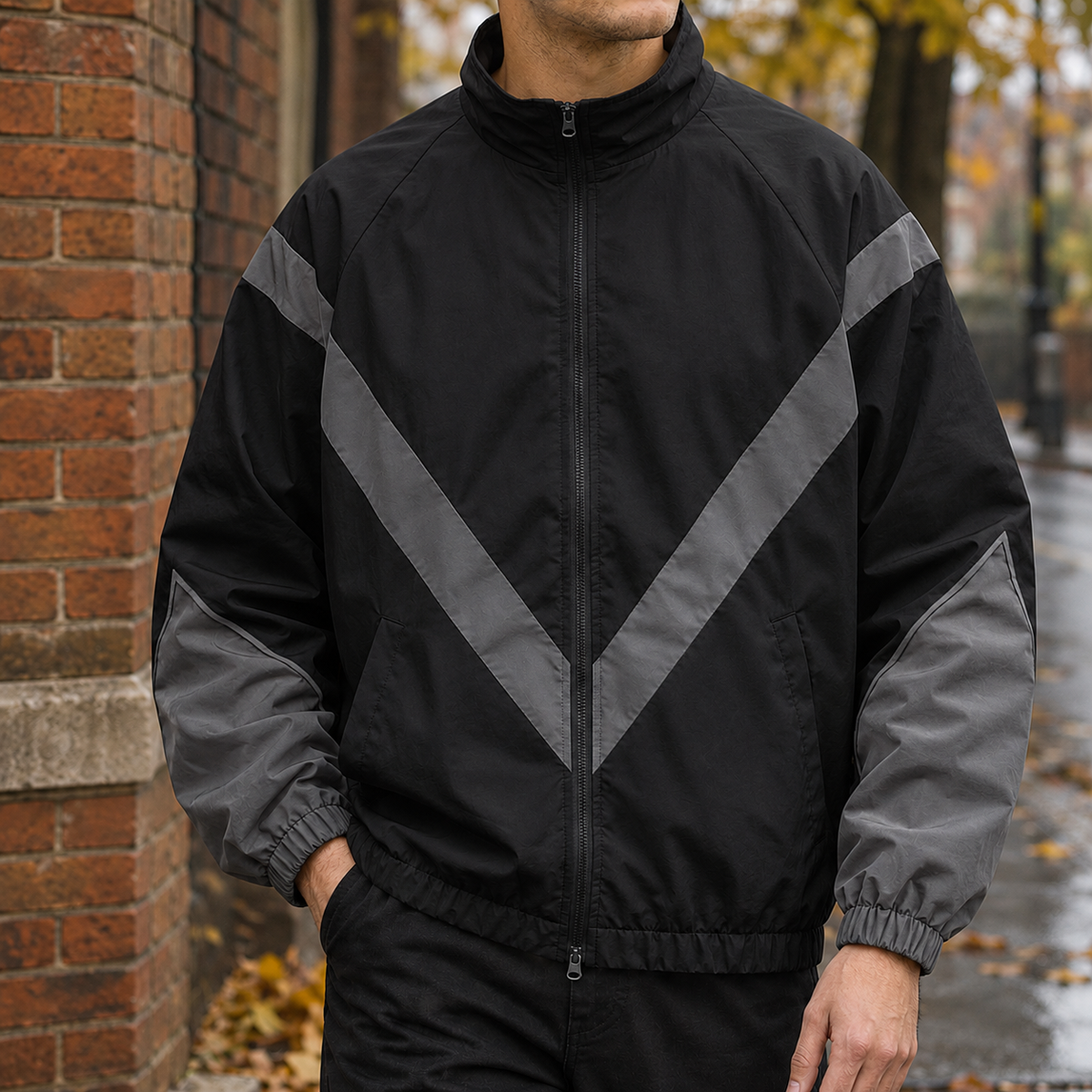 Charles-Dean Color Block Jacket - Black