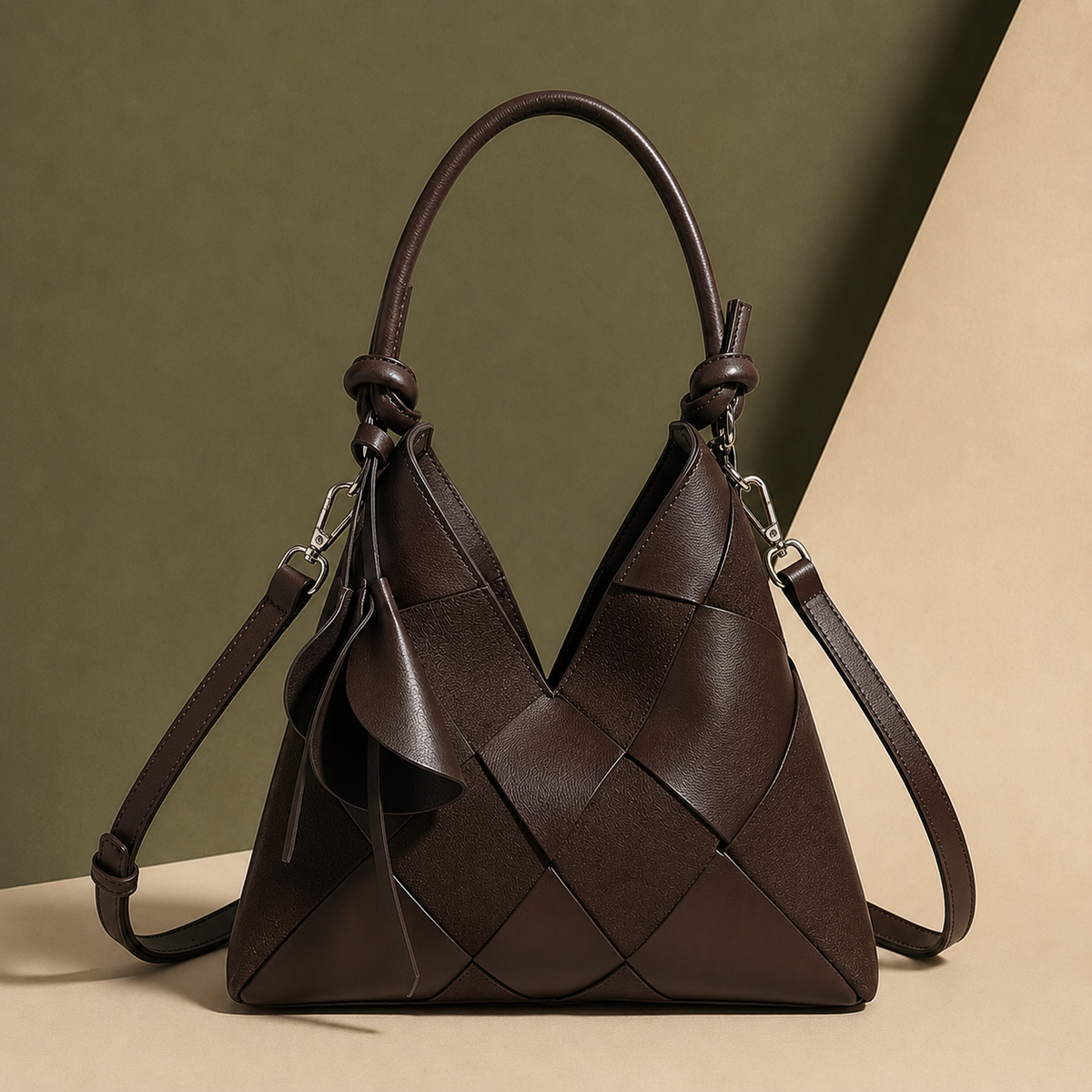 Bellagio Woven Shoulder Bag - Espresso Brown
