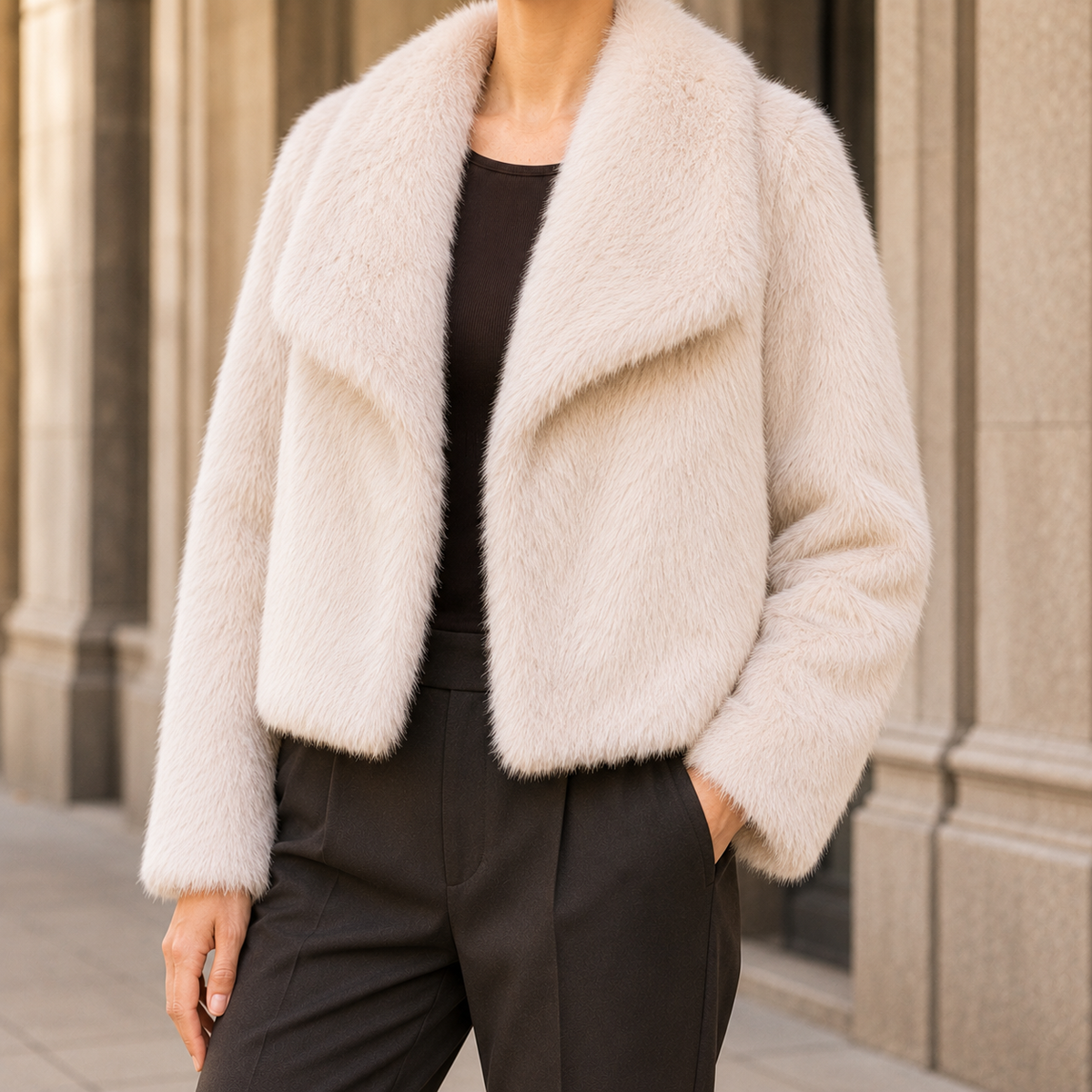 Odette Plush Jacket - Apricot