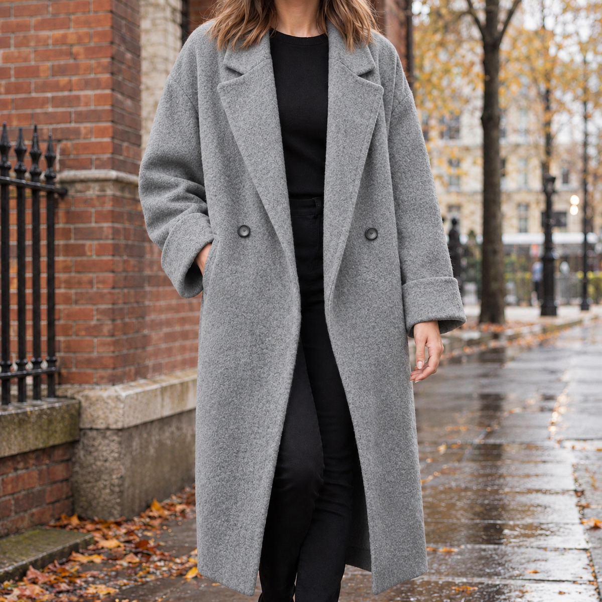 Alexandra-Claire Tailored Overcoat - Gray