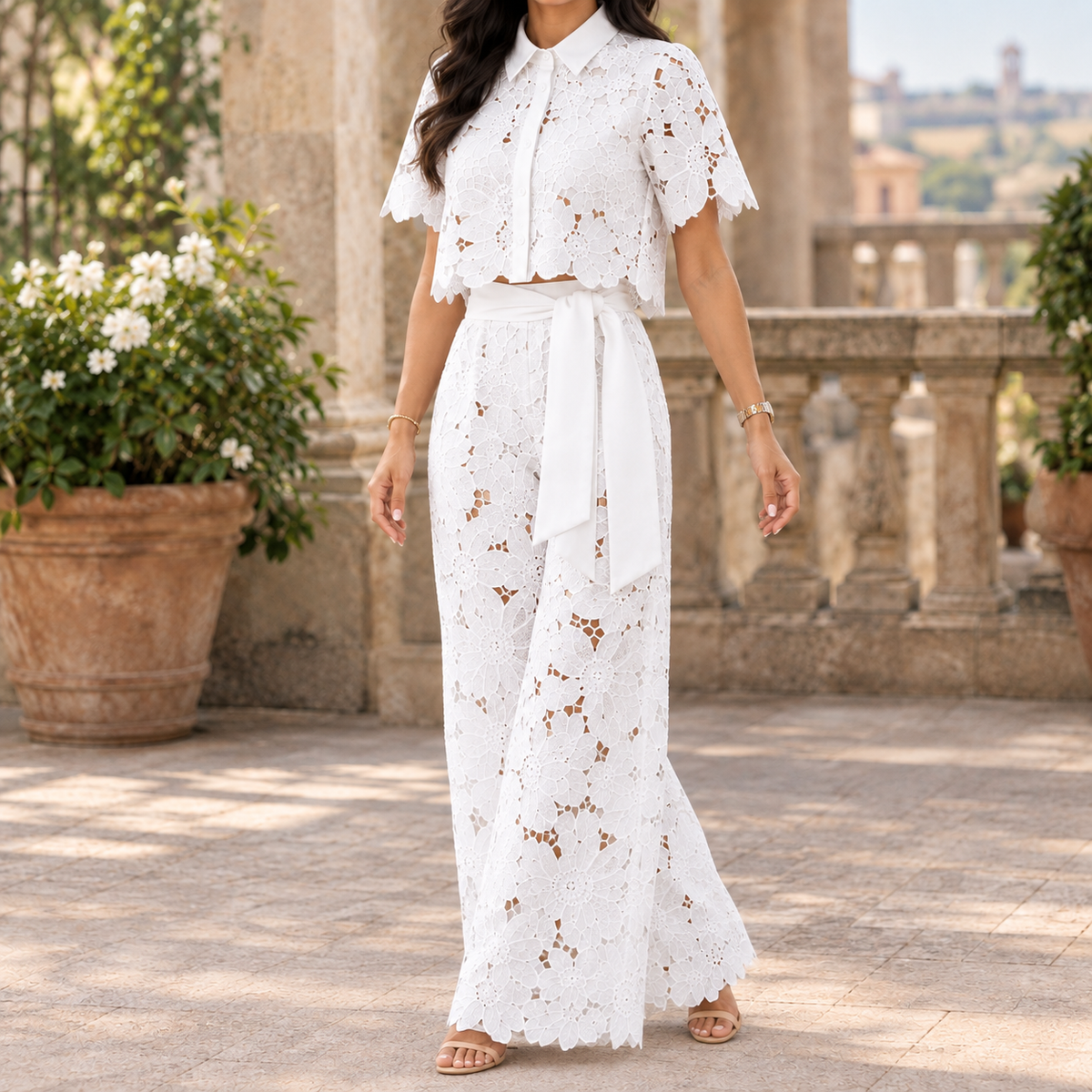 Fenna-June Airy Lace Set - White