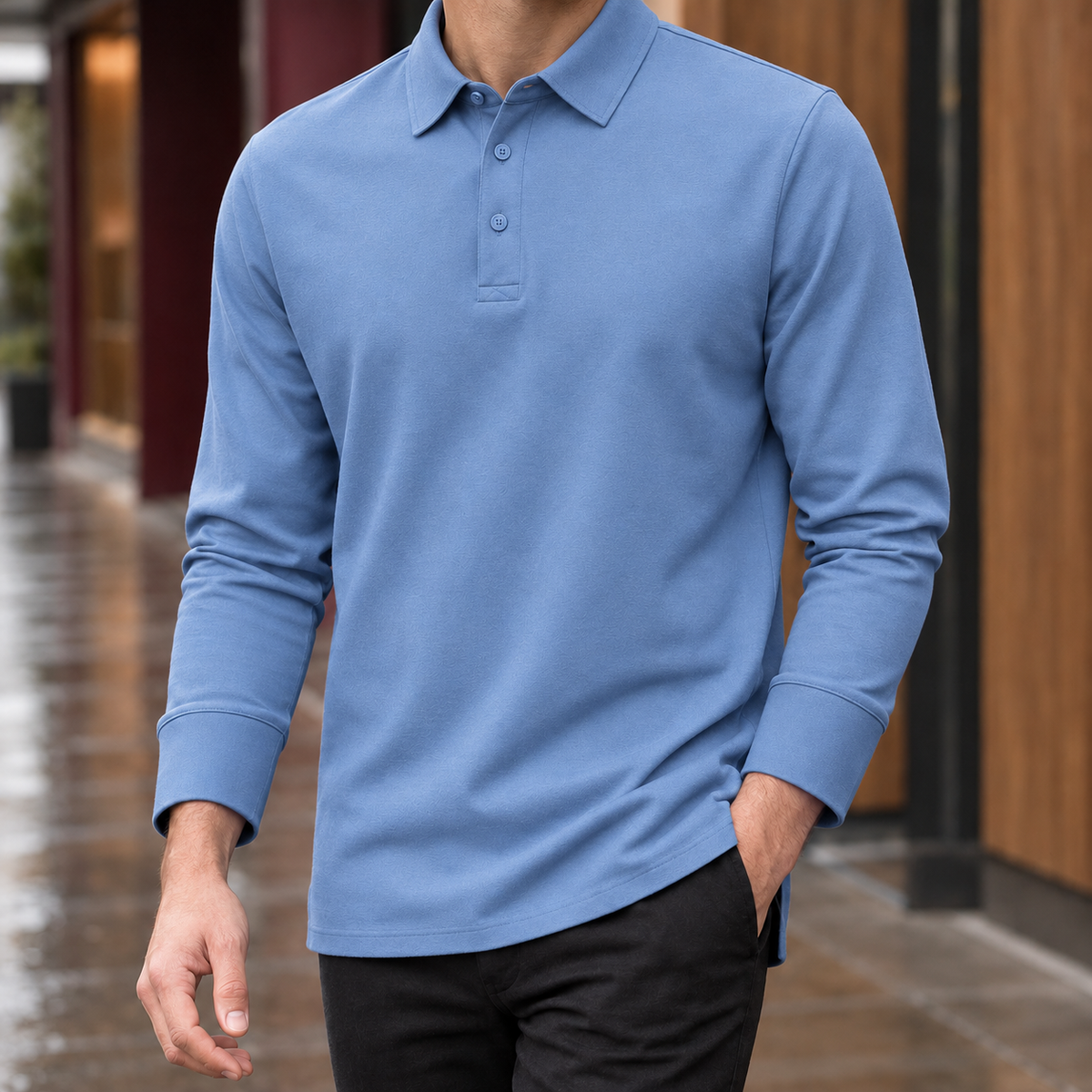 Jules-Jude Long Sleeve Polo - Blue