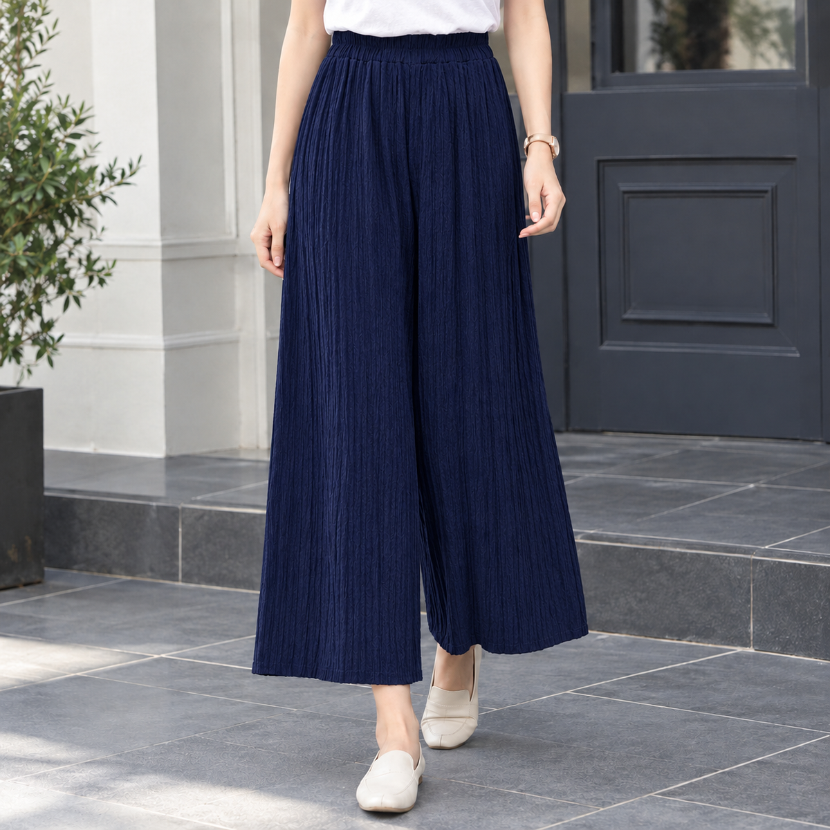 Vanessa Pleated Pants - Navy Blue