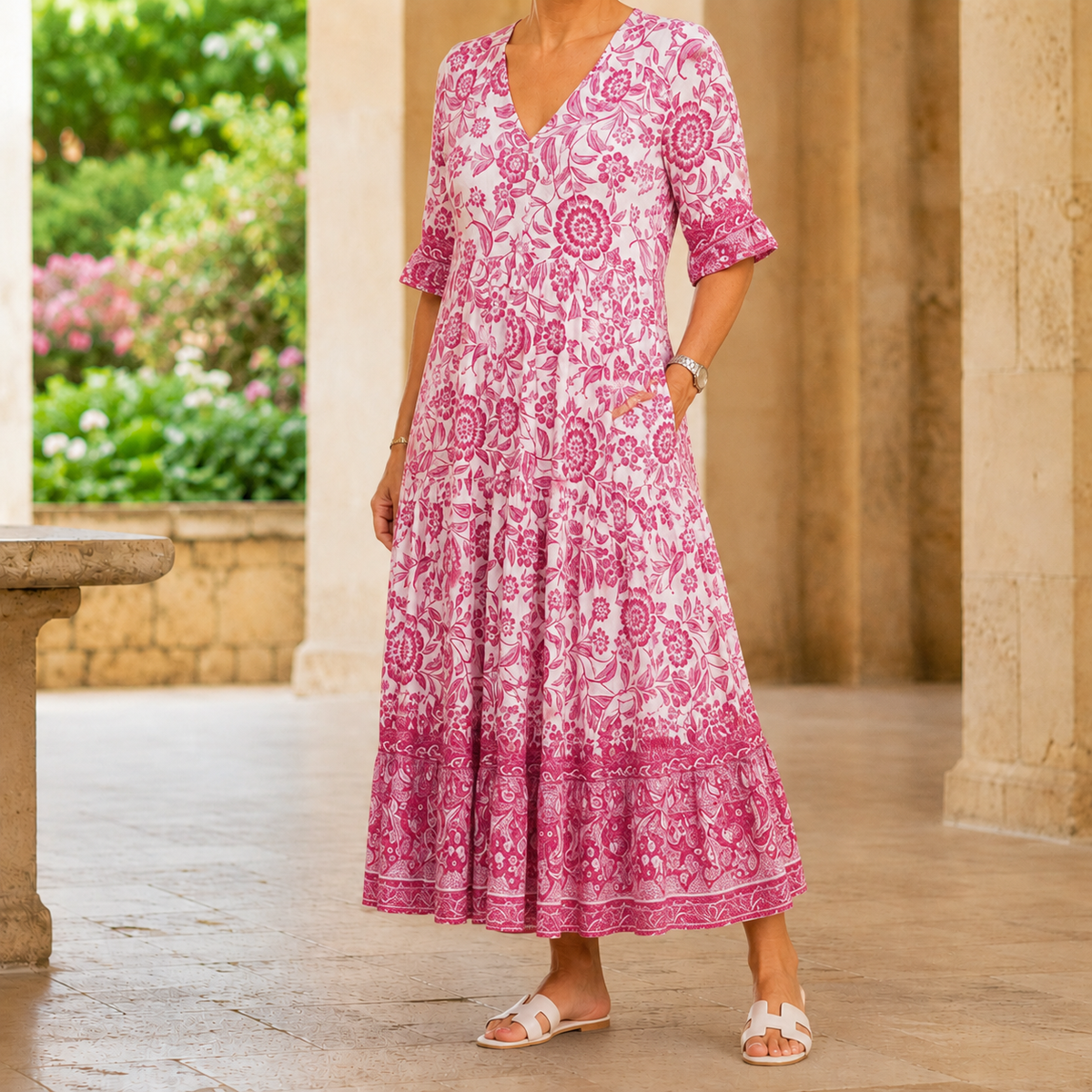 Adriana Floral Maxi Dress - Pink