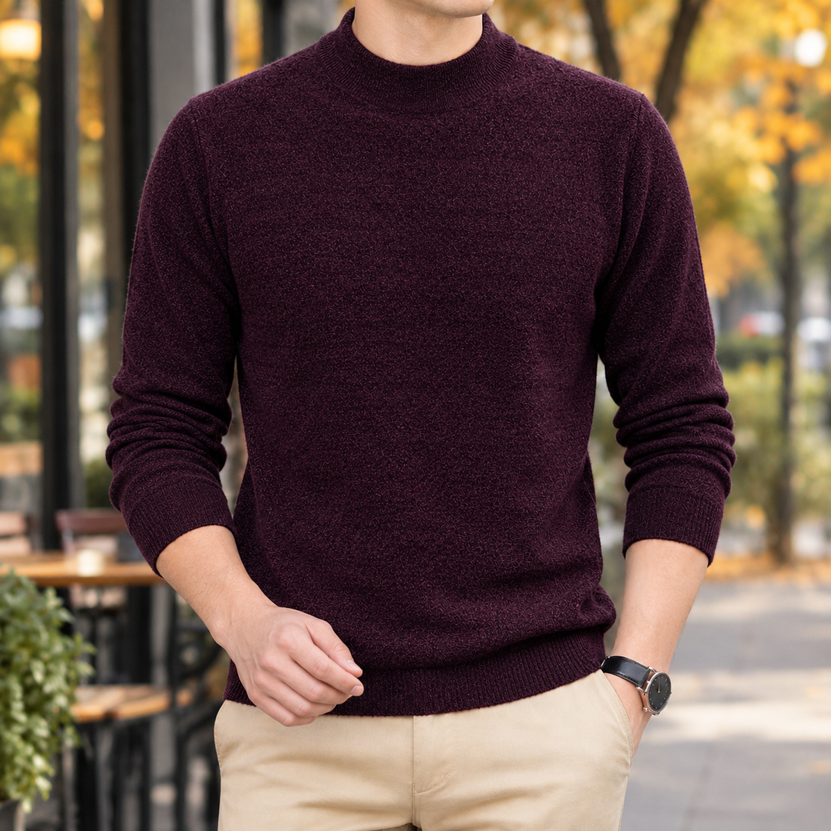 Lothaire Textured Sweater - Burgundy