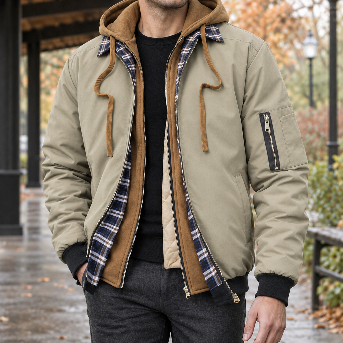 Fabian Layered Jacket - Khaki