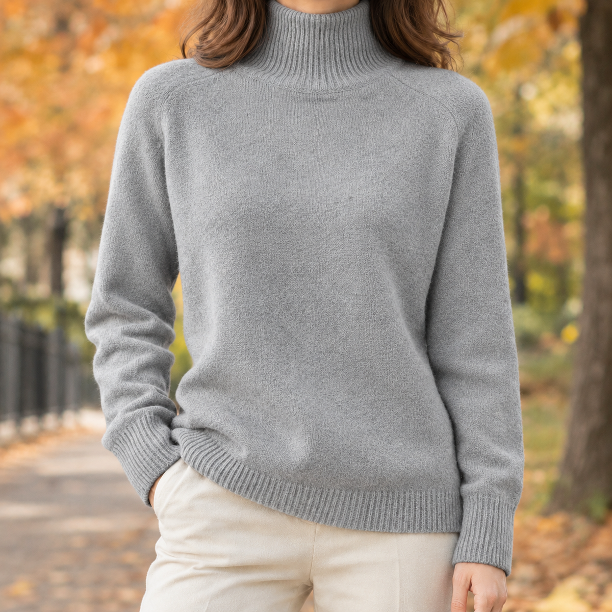 Flavia-Mae Turtleneck Sweater - Light Gray