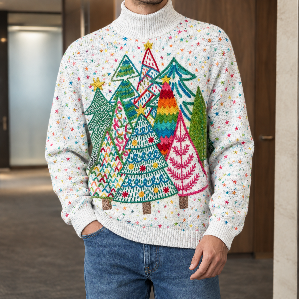 Kit Mock Neck Sweater - White Christmas