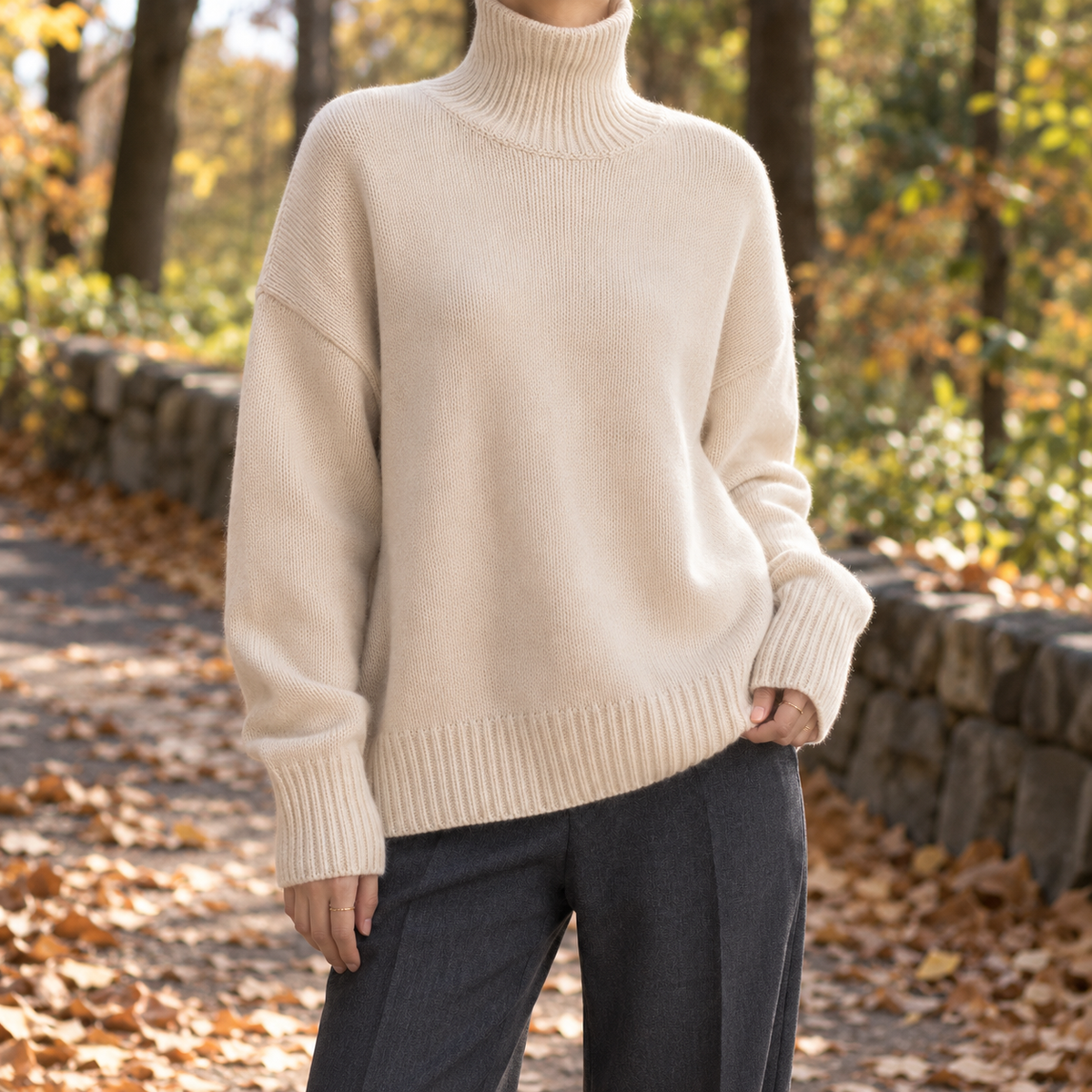 Cleo-Marie Relaxed Turtleneck Sweater - Apricot