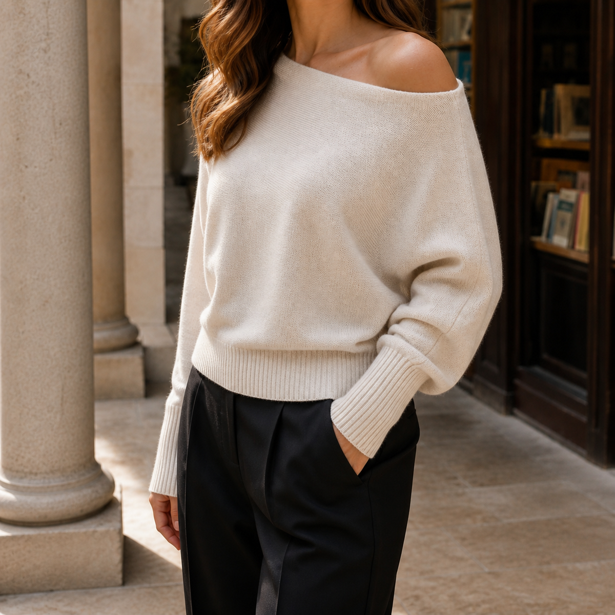 Lydia Asymmetric Sweater - White