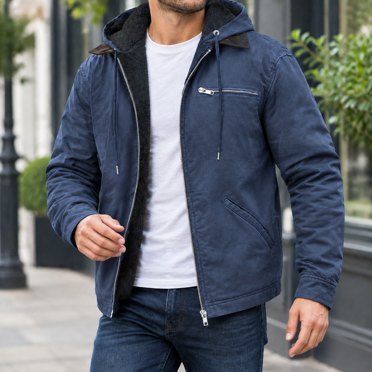 Rupert Hooded Jacket - Navy Blue