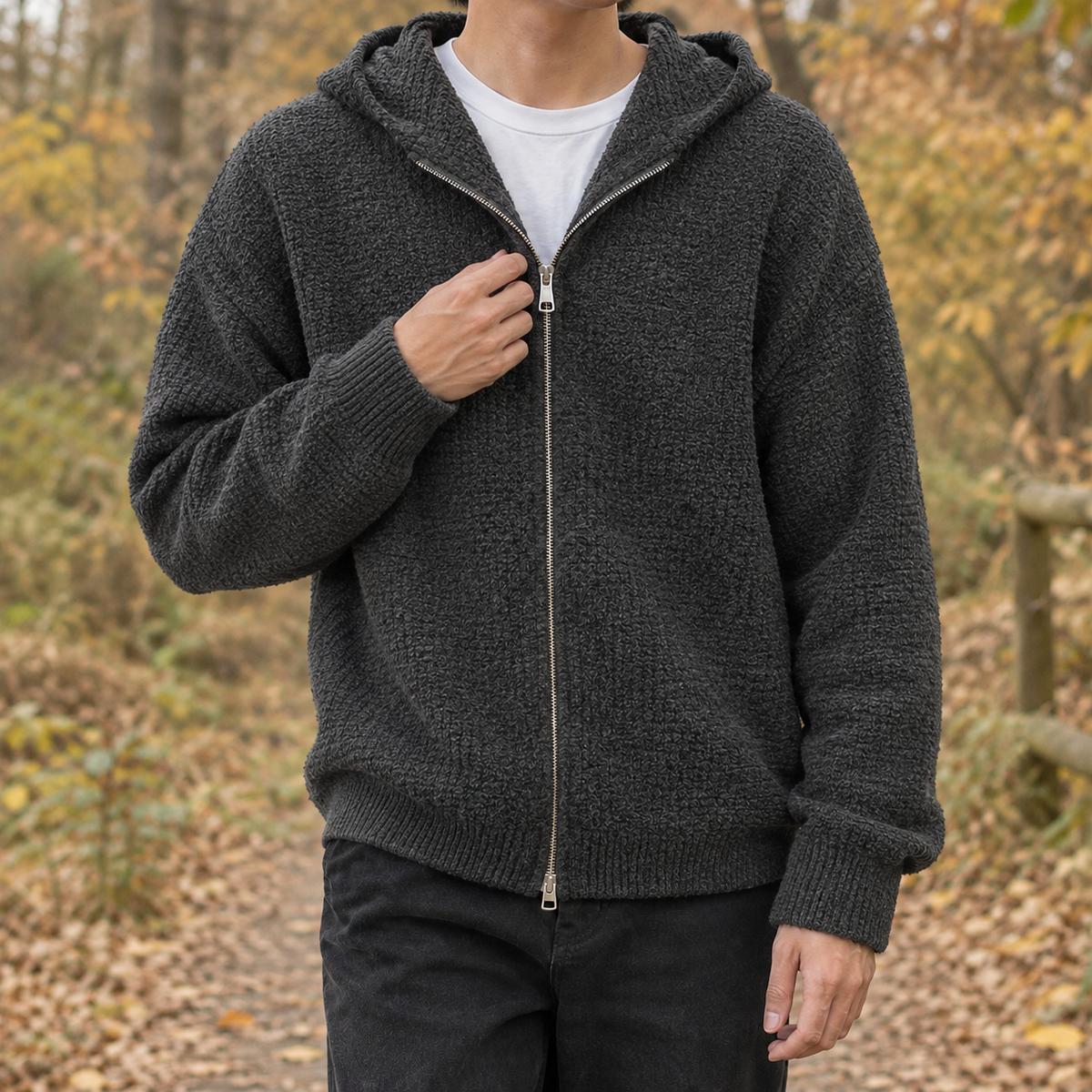 Jack Hooded Knit Sweater - Deep Carbon Gray