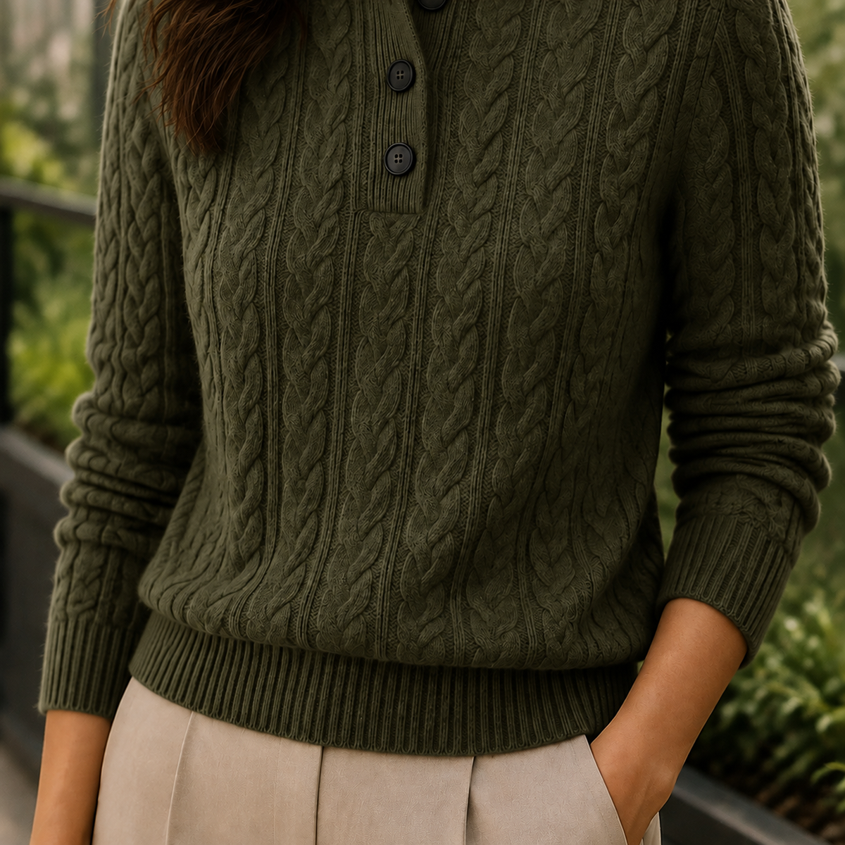 Luna Cashmere Sweater - Olive
