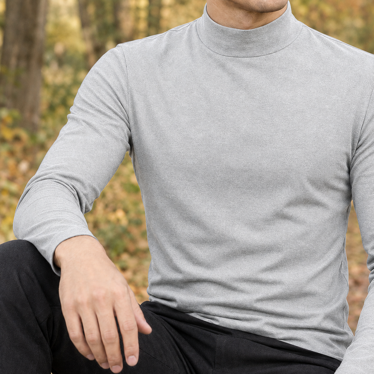 Thomas Mock Neck Top - Light Gray