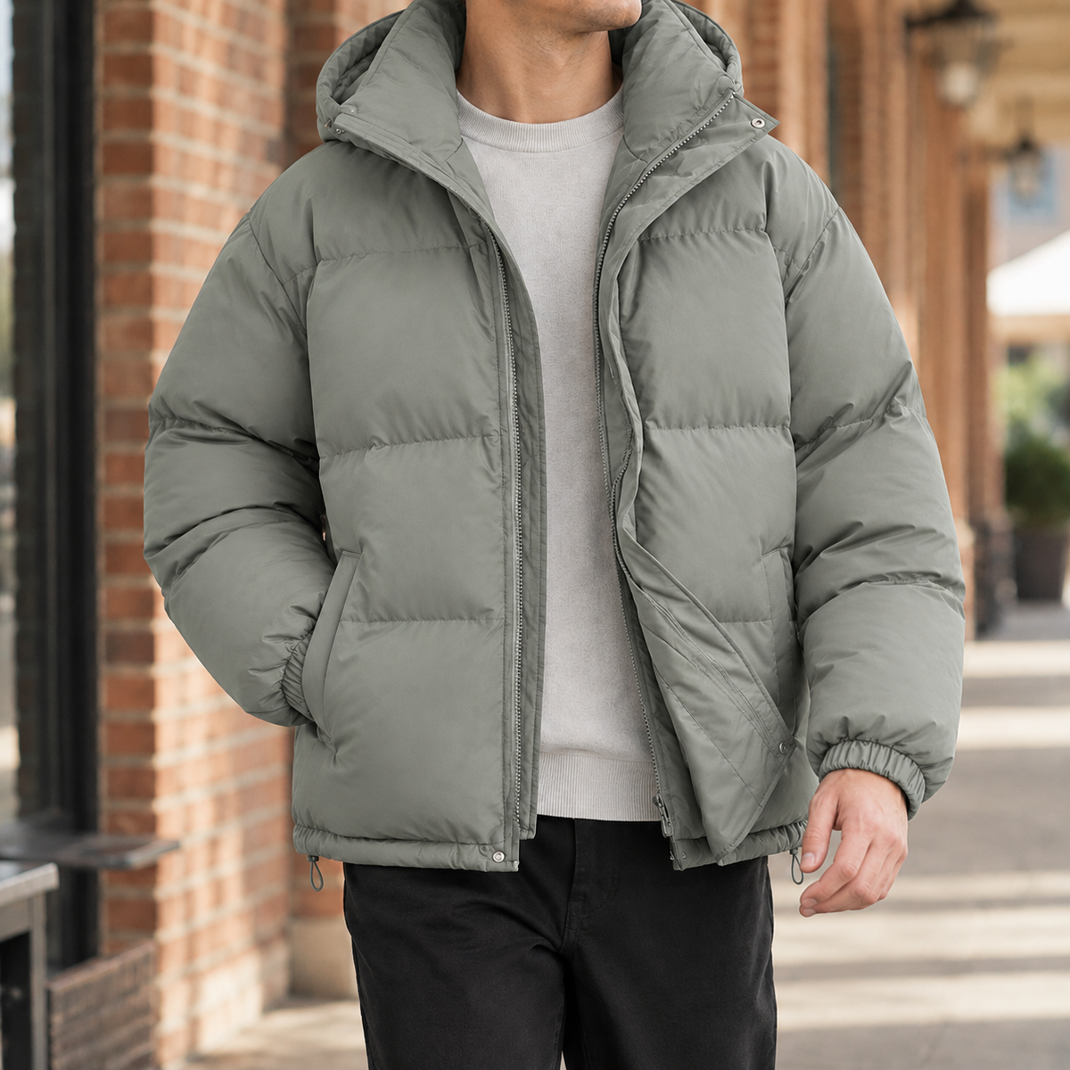 Wilfred Puffer Jacket - Gray Green