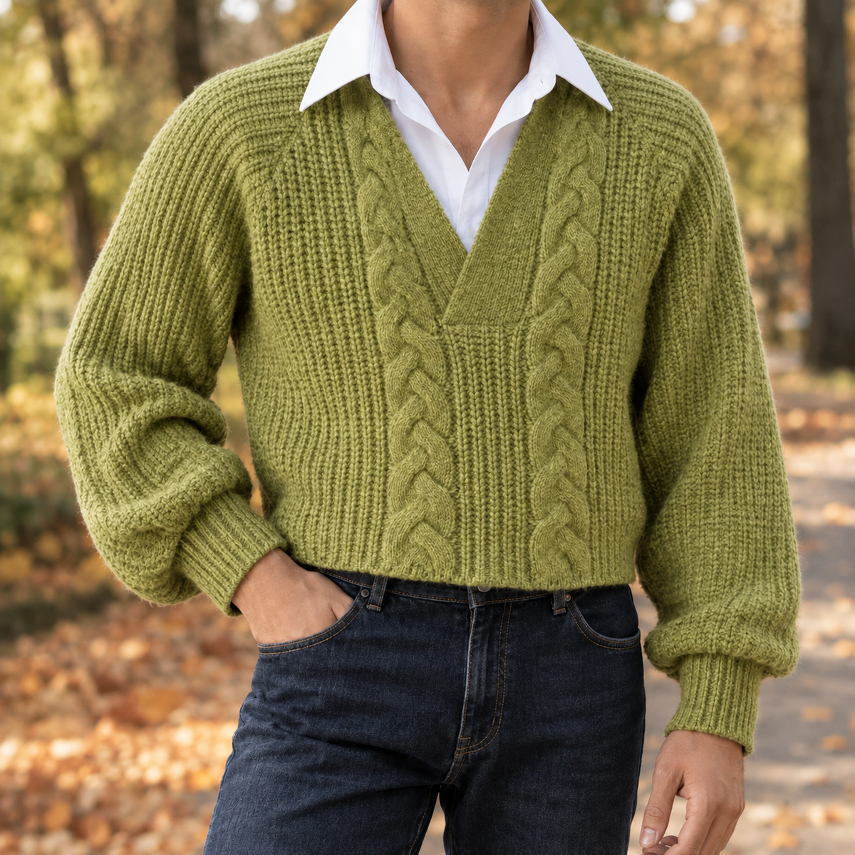 Byron Cable Knit Sweater - Matcha