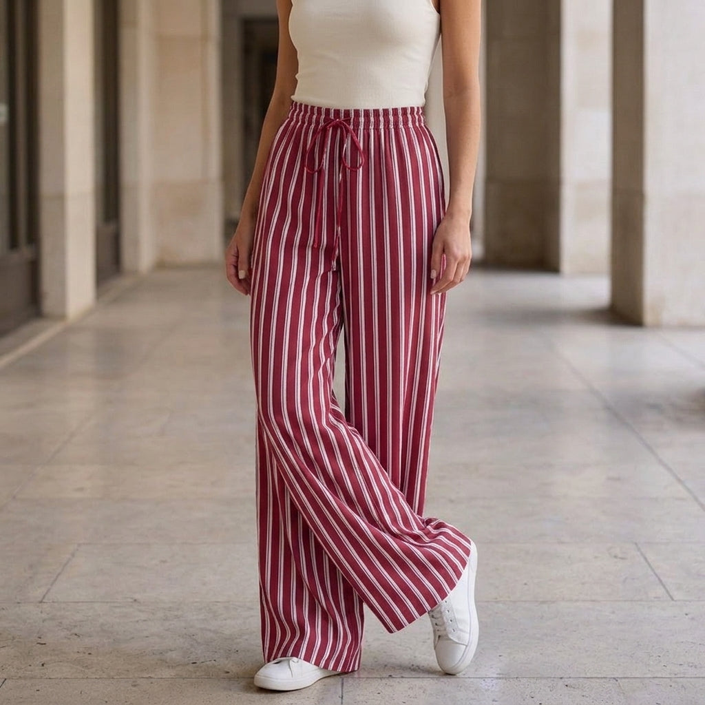 Celeste Wide Leg Pants - Red