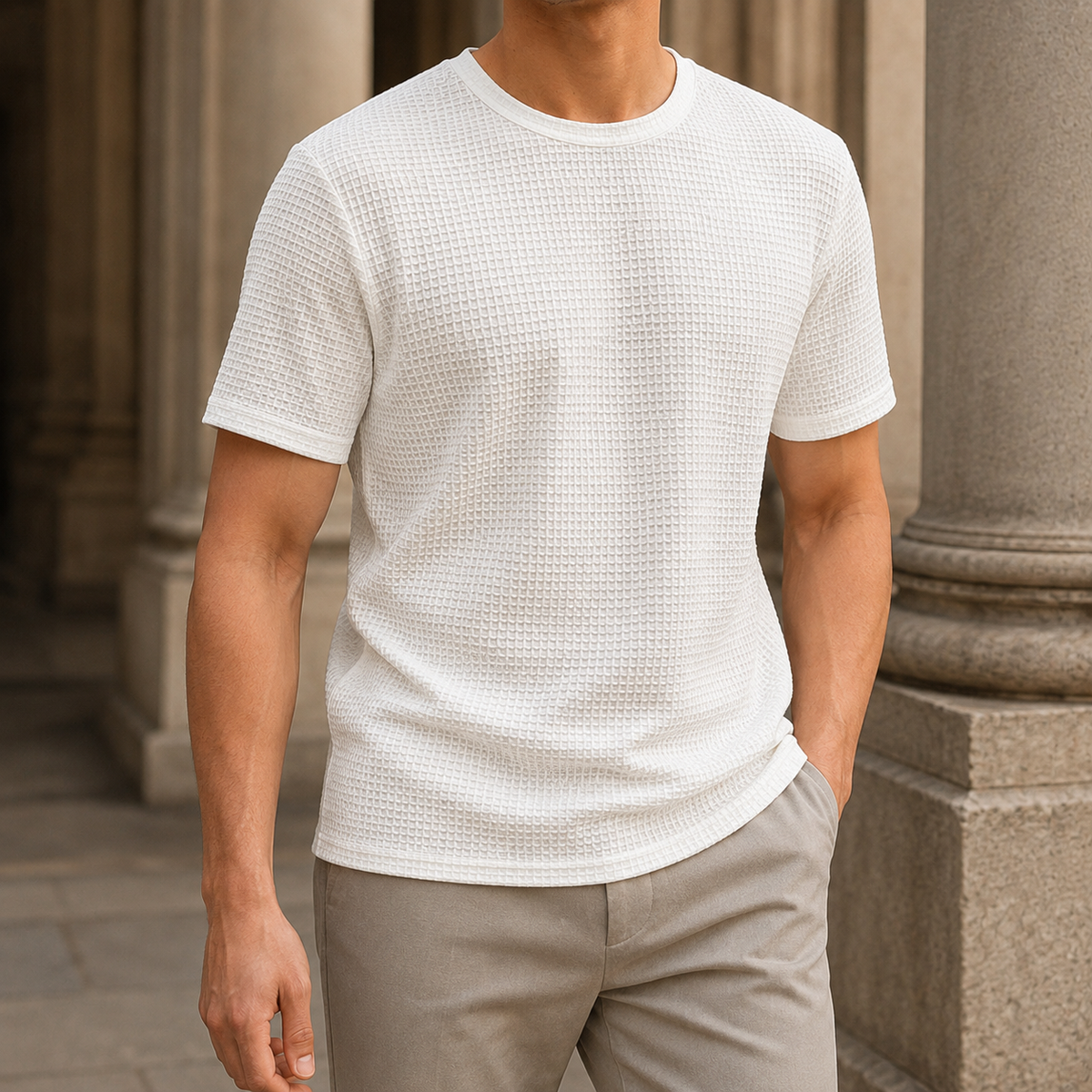 Caleb Textured T-Shirt - Weiß