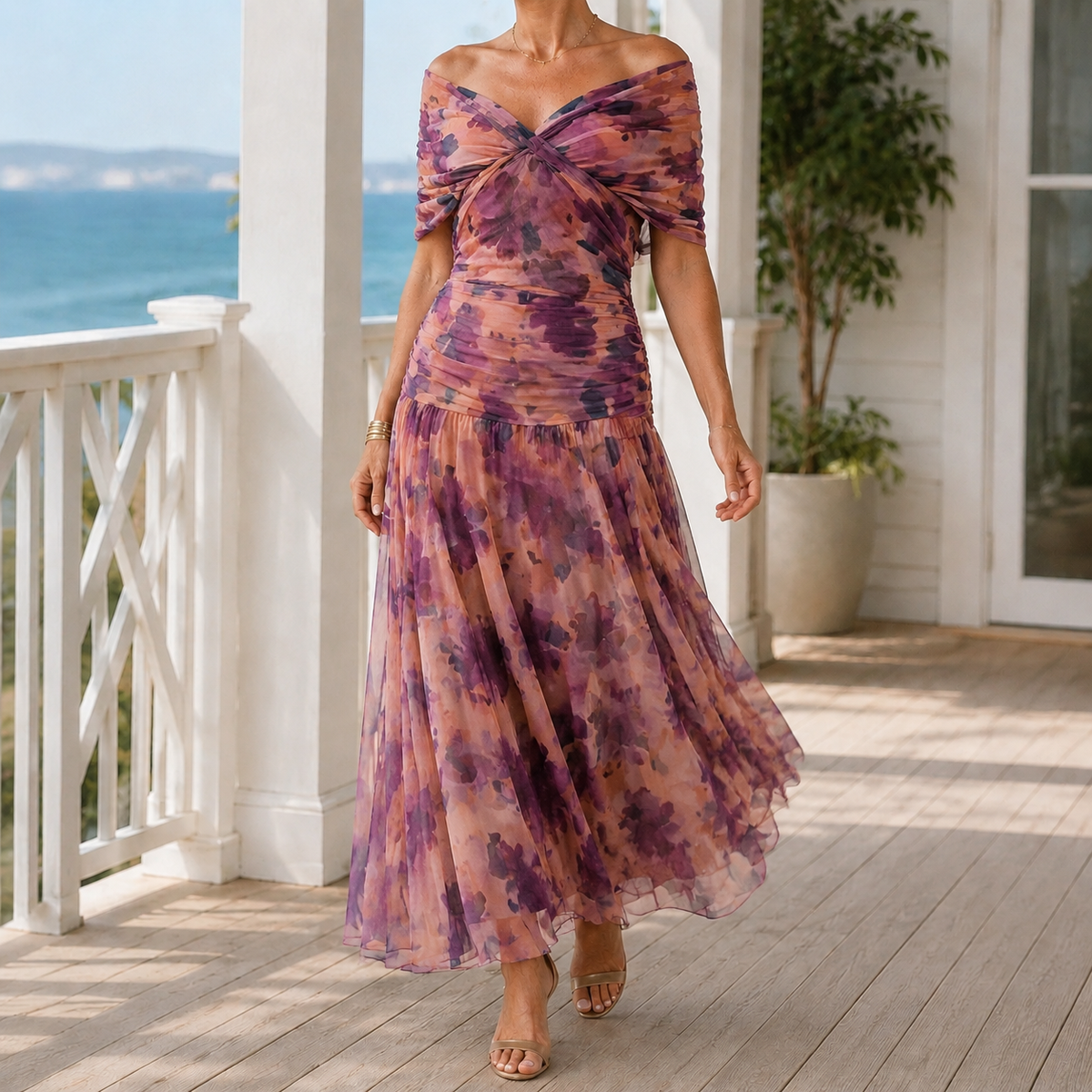 Freya Draped Maxi Dress - Brick Red