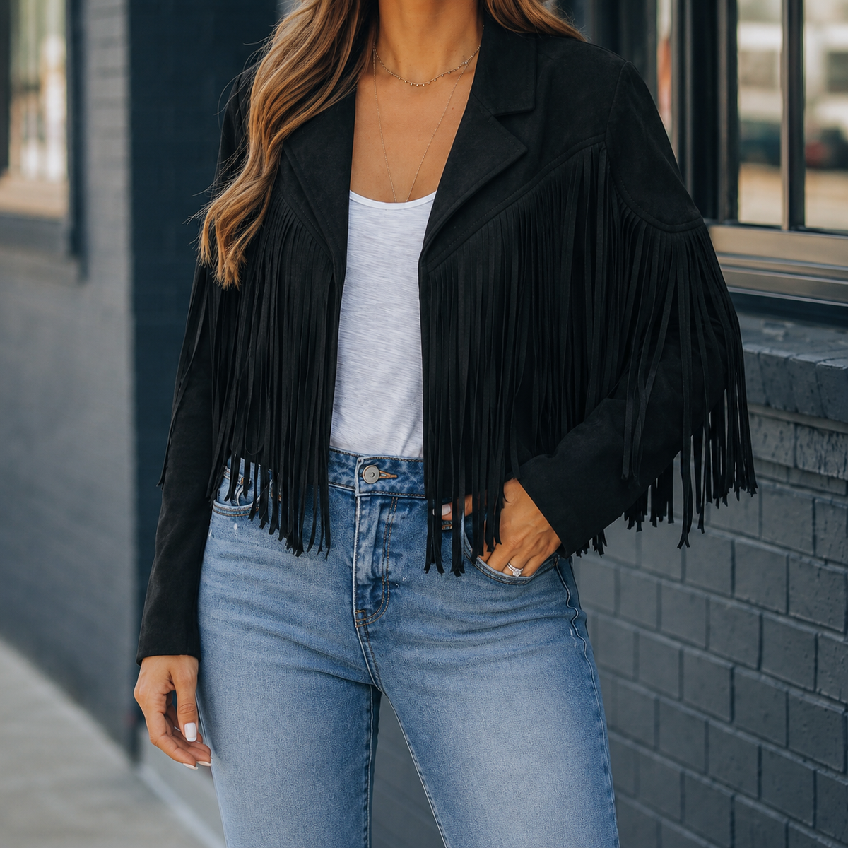 Gabriella Fringe Jacket - Black