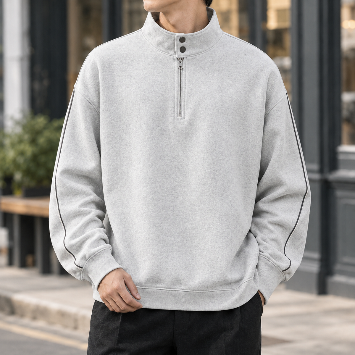 Arlo Quarter-Zip Sweatshirt - White Ash