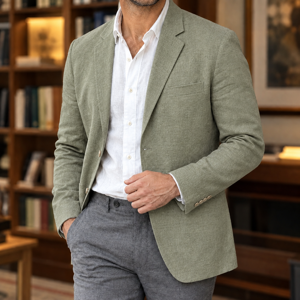 Leopold Linen Blazer - Green